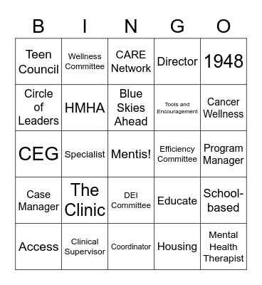 Mentis Bingo Card