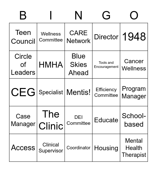 Mentis Bingo Card