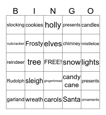 MERRY CHRISTMAS Bingo Card