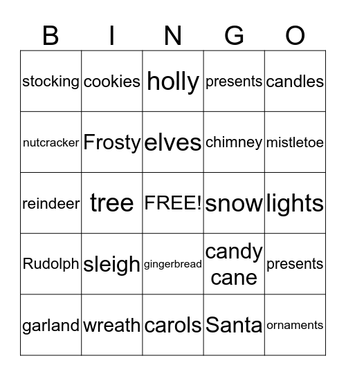 MERRY CHRISTMAS Bingo Card