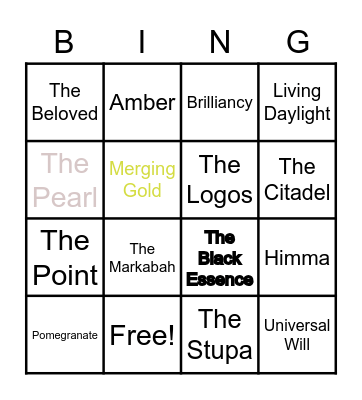 Diamond Heart Bingo Card