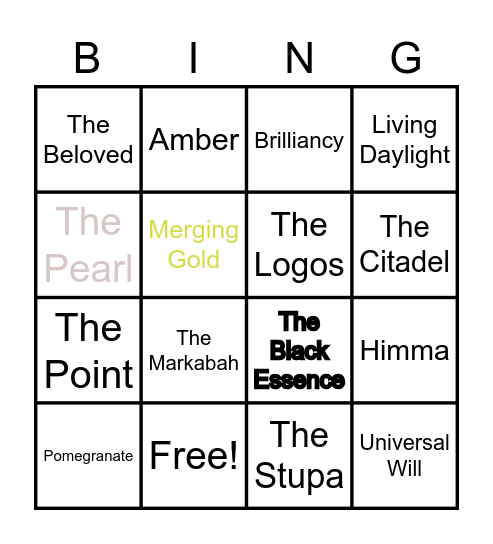 Diamond Heart Bingo Card