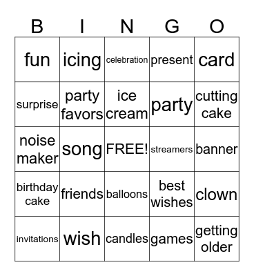 Birthday Bingo Card