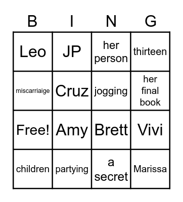 Golden Girl Bingo Card