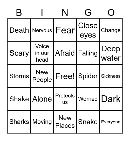 FEAR Bingo Card