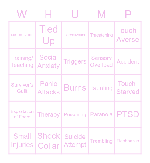 Word-Prompt WHUMP BINGO Card