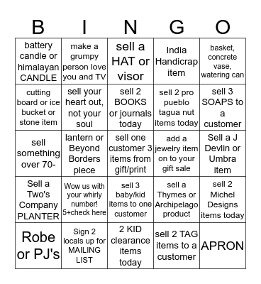 Snow to the Eskimos for Front Person Bingo Card