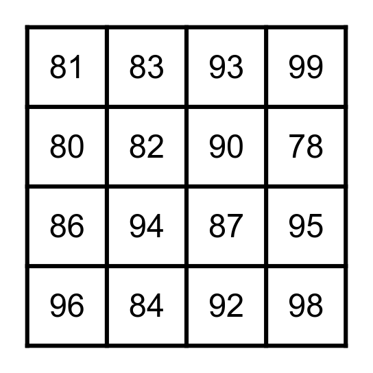 76-100 Bingo! Bingo Card