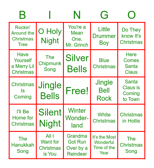 Holiday Bingo Card