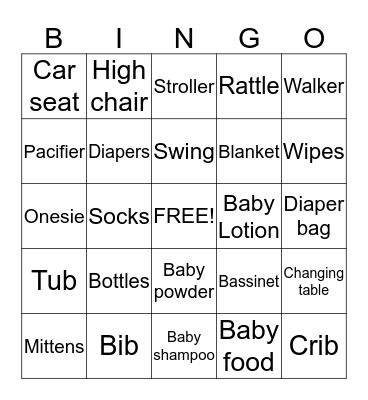 Baby Bingo Card