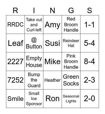 Mixed Curling Rings Bingo Card
