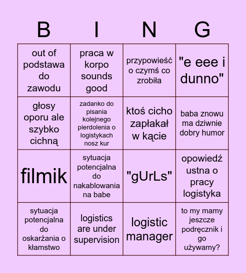 Zawodowy angol bingo Card