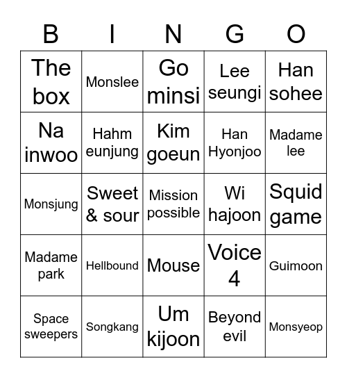 Bingo ACTCASTLE Bingo Card