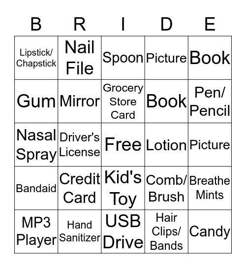What's in Your Purse? BINGO Card
