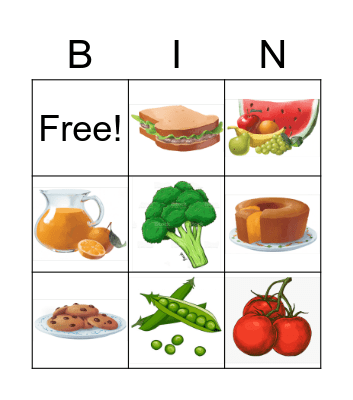 1. FOOD Bingo Card