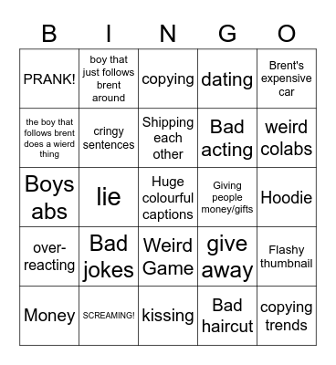 Brent Rivera bingo! Bingo Card