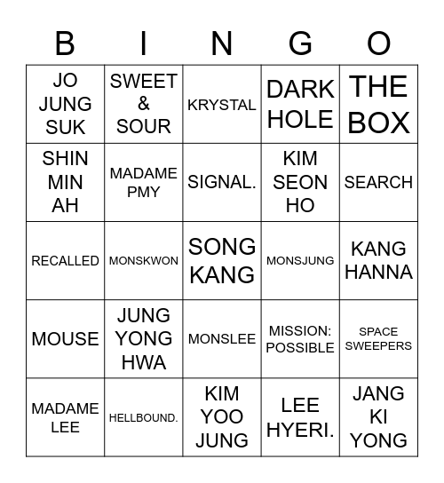 CASTLE Bingo Card