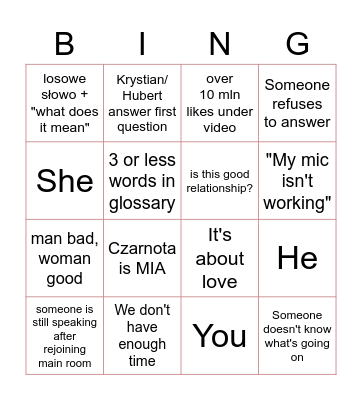 Czytanie i Słuchanie Bingo Card