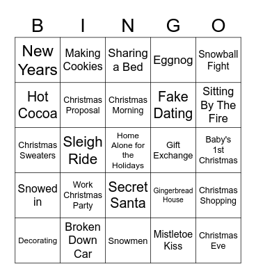 Multifandom Christmas Fic Bingo Card