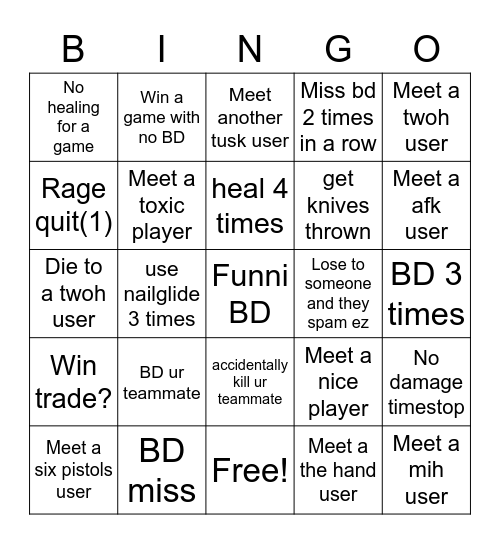 tusk act 4 Bingo Card