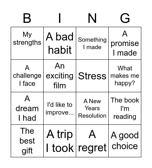 Choose 3 topics and each talk for at least a minute Bingo Card