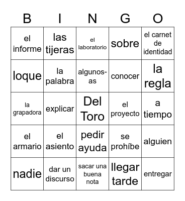 SP 2 -1A Bingo Card