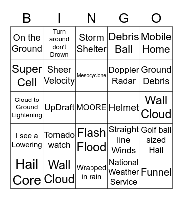 Severe Weather Bingo Card