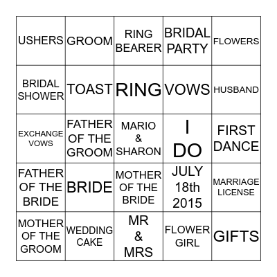 MAY GOD CONTINUE TO BLESS THIS UNION Bingo Card