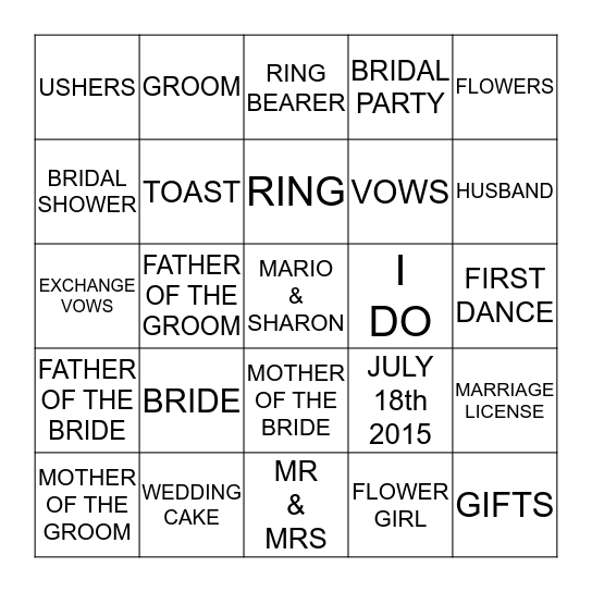 MAY GOD CONTINUE TO BLESS THIS UNION Bingo Card