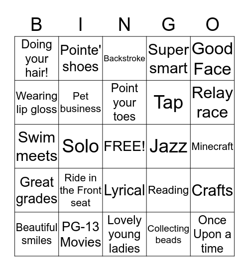 Harder Girls Bingo Card