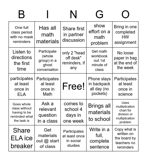 Untitled Bingo Card
