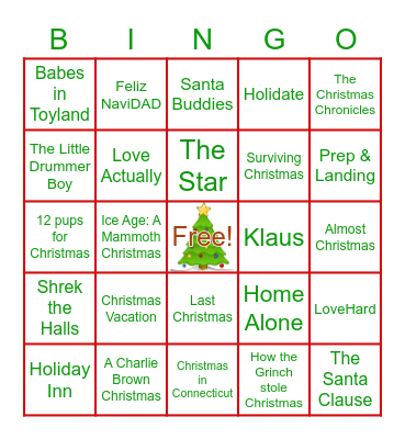 Christmas Movie Bingo Card