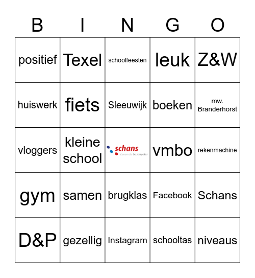 Schans bingo Card