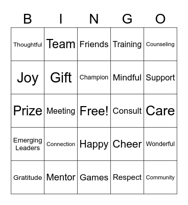 EOCA Holiday Gathering Bingo Card