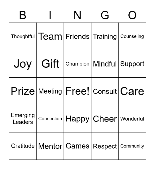 EOCA Holiday Gathering Bingo Card