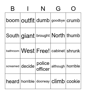 RM 2nd L26 Bingo Card