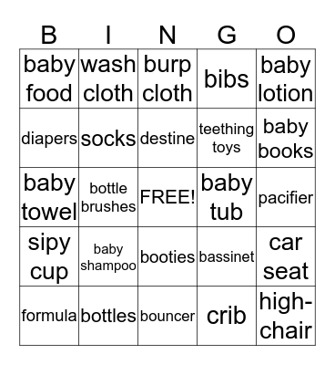 BABY BINGO Card