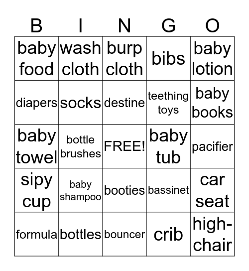 BABY BINGO Card