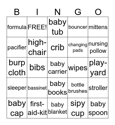 BABY BINGO Card