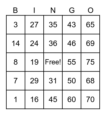 PCBINGO_806807 Bingo Card