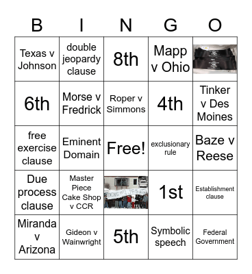 Bill of Rights Bingo Card