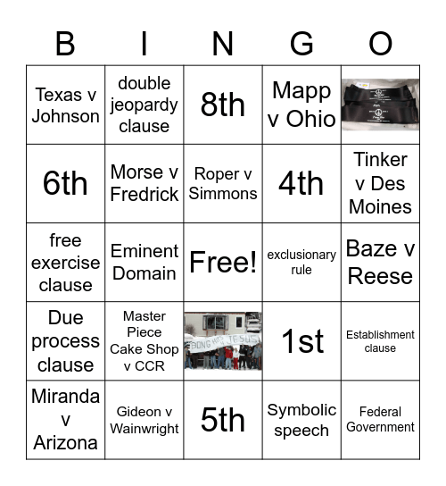 Bill of Rights Bingo Card