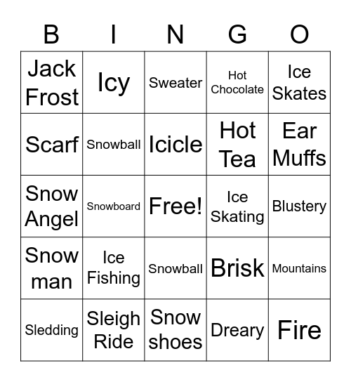 Winter Bingo Card