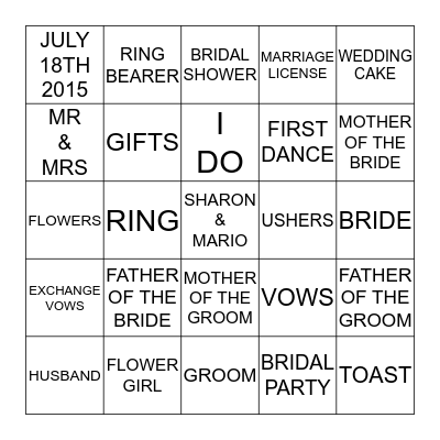 MAY GOD CONTINUE TO BLESS THIS UNION Bingo Card