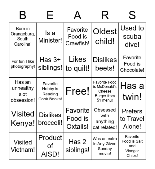 Find a Friend! Bingo Card