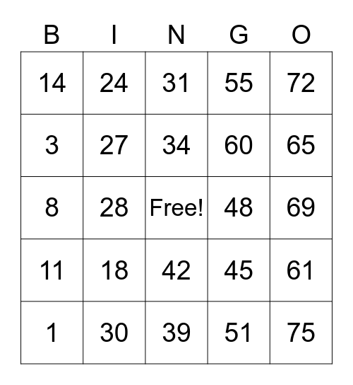 PCBingo_351003 Bingo Card