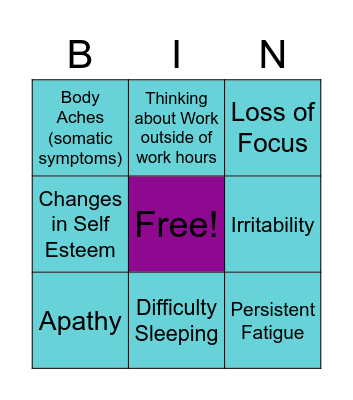 Burnout Bingo Card