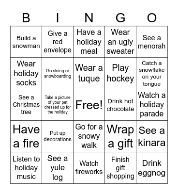 HR Holiday Bingo Card Bingo Card