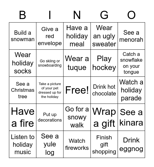 HR Holiday Bingo Card Bingo Card