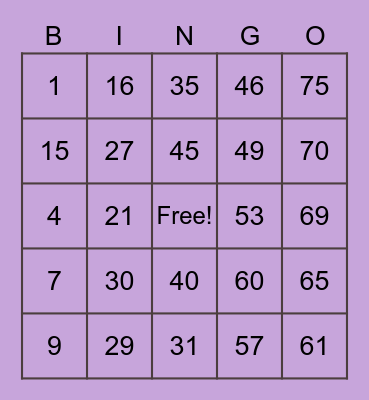 TeamCarl_Justine_359097 Bingo Card